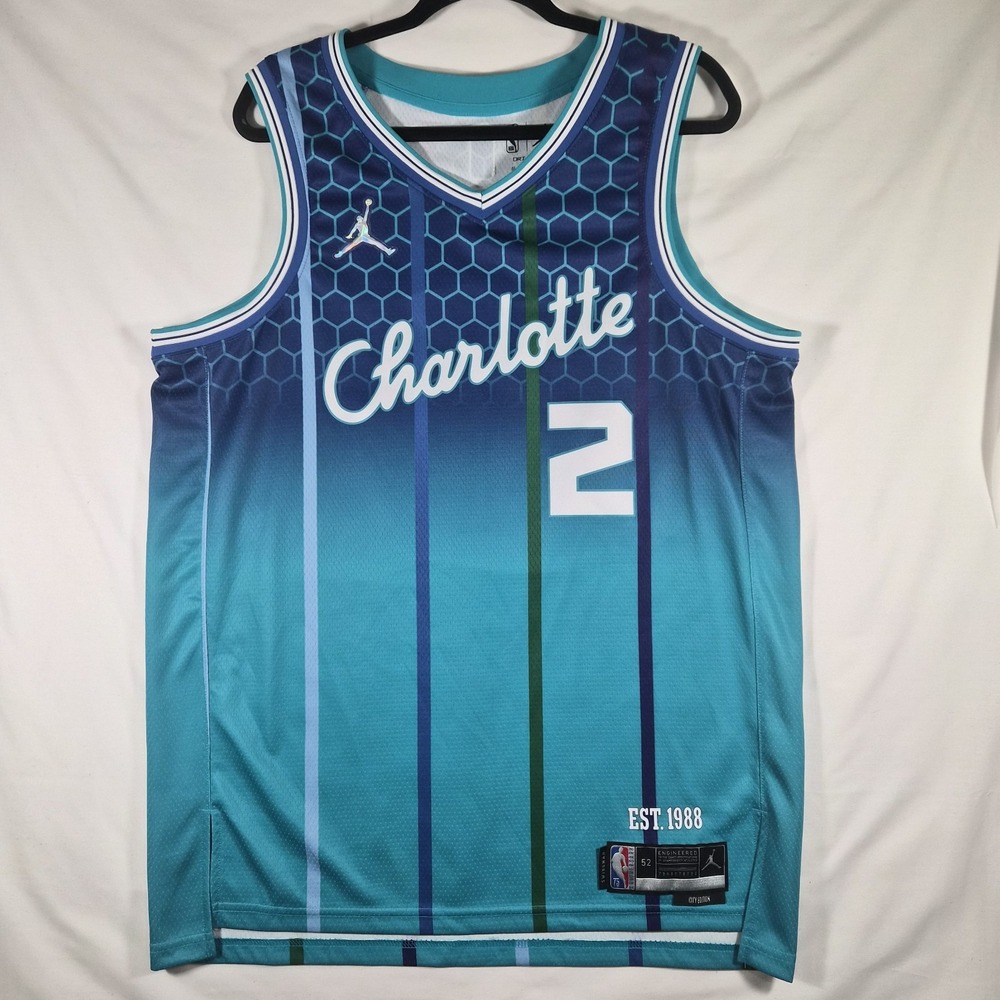 Nike Jordan Charlotte Hornets LaMelo Ball #2 City Edition NBA 75th Jersey Men's